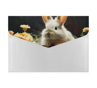 Rabbit and Flower File Folder 6-Pocket, Waterproof Accordion File Organizer with Snap Closure, Expanding Document Holder for Office, Home