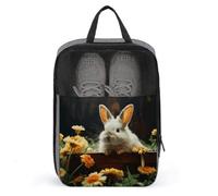 Rabbit And Flower Shoe Bag Waterproof & Breathable Shoe Pouch for Travel, Portable Carry Case for Sports Sneakers, Gym, Vacation