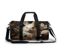 Rabbit And Flowers Gym Bag for Men Women, Sturdy Oxford Cloth Travel Bags with Removable Shoulder Strap, Waterproof Duffel Bag for Fitness, Travel, Yoga
