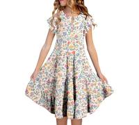 Rabbit and Hedgehog Primary School Flower Girl Dresses for Summer, Beach, Pool, Outdoor Play, Comfortable, Casual, for Children Aged 4 to 15 Years Costume Children, Multicoloured, 8-9 Years