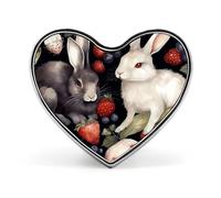 Rabbit and Strawberry Blue Eyes Cat Lapel Pin - Heart Shape Brooch Pins for Men & Women Suit Accessories, 1" Lightweight Enamel Lapel Pins Buttons for Backpacks, Hats, Bags, Lanyards