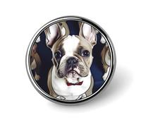 Rabbit And Strawberry Round Lapel Pin Brooch Badge Cute Tie Tack Pin for Hats, Clothing, Bags Unique Fashion Accessories Gift for Men & Women, Cute french bulldog, Circular