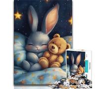Rabbit And Teddy 1000 Pieces Jigsaw Puzzles For Teens And Adults,Stress Reliever Difficult Challenge Unique Home Decor And Gifts (50x75cm)