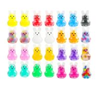 Rabbit Anti-Stress Balls Set - Glitter Squeeze Figures for Relaxation, Elastic Desk Decoration for Office & Home Office, Stress Relief Gadget in Colourful Colours, Pack of 12