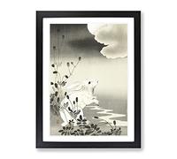 Rabbit At Full Moon By Ohara Koson Asian Japanese Framed Print | A3 Black Framed Wall Art | Ready to Hang | Asian Space Picture | Living Room Bedroom Lounge Office