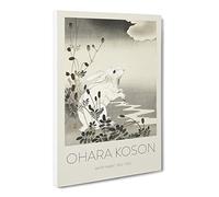 Rabbit At Full Moon By Ohara Koson Canvas Print | Gallery Wrapped 30mm Frame Wall Art | 30x20 inches | Ready to Hang | Asian Space Picture | Living Room Bedroom Lounge Office