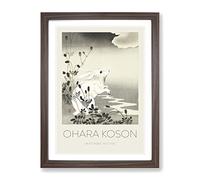 Rabbit At Full Moon By Ohara Koson Exhibition Museum Asian Japanese Framed Print | A4 Walnut Framed Wall Art | Ready to Hang | Asian Space Picture | Living Room Bedroom Lounge Office