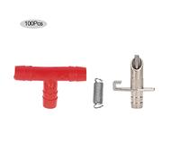 Rabbit Automatic Water Drinker Feeder Nipple, 100PCS Pet Drinking Fountain, Durable Copper Plastic Animal Supplies with Tee Pipe Spring Paster, Easy Install Rabbit Cage Accessories (Chrome plated