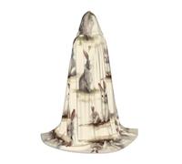 (Rabbit background 2) Print Hooded Cape For Teenagers Costume Party, Halloween Hooded Cape Soft and Elastic,L
