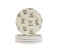 Rabbit Background Print Round Diatomite Coasters (Multipack), Fast-Drying, Drink Coasters For Multipurpose Use
