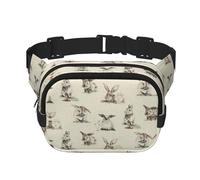 Rabbit Background Print Unisex Square Double Layer Waist Bag Crossbody Fanny Pack Travel Workout Accessory, Black, One Size, Black, One Size