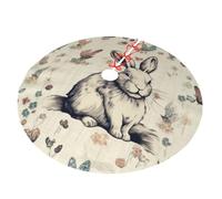 Rabbit background Printed 36 inch Thickened Christmas Tree Skirt - Double-Layer Soft Tree Skirts Base Tree Mat Base Cover for Xmas Party and New Year Party Decor