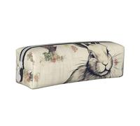 Rabbit Background Printed Leather Pencil Case Simple Pen Pencil Pouch Office Large Pencil Bag Stationery Box for Men Women Teens Students