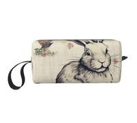 Rabbit Background Printed Travel Makeup Bag Portable Cosmetic Bag Makeup Case Toiletry Handbag Organiser for Women