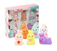 Rabbit Bath Toy - 6pcs Sound Making Bathtub Animals, Floating Water Play Set, Adorable Squeaky Tub Figures, Colorful Baby Shower Toys, Lightweight Pool Accessories | Perfect Birthday Beach Party Kids