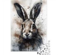 Rabbit Beauty Inked Bunny 1000-Piece Jigsaw Puzzle for Adults, 52x38cm/1000pcs; Low-dust White Cardboard Pieces; for Quiet Focus at Your Own Pace