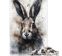 Rabbit Beauty Inked Bunny Puzzle 500 Piece Adult Jigsaw Puzzle Puzzle Adult Jigsaw Puzzle Educational Game Challenge Toy 500pcs (52x38cm)