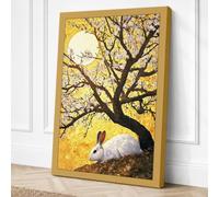 Rabbit Beneath the Tree Boho Canvas Wall Art Print 24x16 Inch