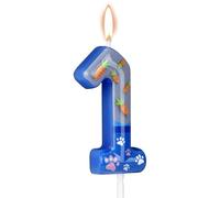 Rabbit Birthday Candle, Blue Animal Themed Number Candles Carrot and Paw Prints Happy Birthday Cake Toppers Cute Cake Decoration for Kids Birthdays Favor Jungle Safari Party Supplies (1)