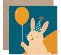 Rabbit Birthday Card, Bunny in a Party Hat Brings Birthday Cheer