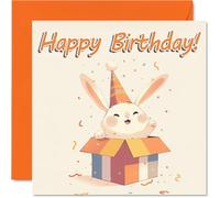 Rabbit Birthday Cards - Animal Gifts - Happy Birthday Card for Son Daughter Brother Sister Grandson Granddaughter Niece Nephew Cousin, 145mm Bday Greeting Cards