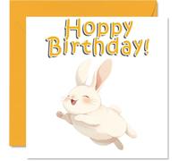 Rabbit Birthday Cards - Animal Puns - Happy Birthday Card for Son Daughter Brother Sister Grandson Granddaughter Niece Nephew Cousin, 145mm Bday Greeting Cards