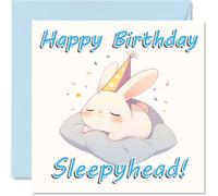 Rabbit Birthday Cards - Sleepy Animals - Happy Birthday Card for Son Daughter Brother Sister Grandson Granddaughter Niece Nephew Cousin, 145mm Bday Greeting Cards