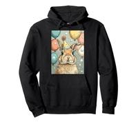 Rabbit Birthday Party Balloons & Bubbles Art Print Kids Pullover Hoodie