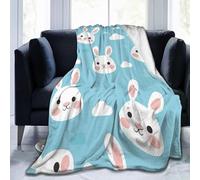 Rabbit Blanket 120 x 150 cm Cute Animals Flannel Fluffy Fleece Blankets for Kids, Soft Lightweight Warm Throw Blanket for Bed Sofa and Couch A-3148