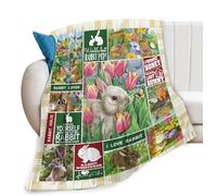 Rabbit Blanket Cute Bunny Floral Print Throw Blankets for Couch Sofa Bed Stuff Decor Lightweight Soft Cozy Fleece Plush Warm Flannel Bedding Blanket Gifts for Baby Girls Boys Kids Women Adults 50"x60"