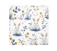 Rabbit Blue Grass Pattern Camera Wrap Cloth, Squares Magic Self-Adhesive Cloth for Lens Camera Anti-Scratch Lens Protector Makeup Wrap Cloth Bag 13.8" x 13.8"