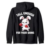 Rabbit Boxing Tall Enough For Your Shins Funny Bunny Zip Hoodie