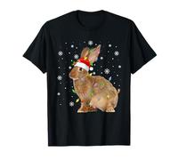 Rabbit Bunny Christmas Lights Funny Santa Animal Lover Xmas T-Shirt