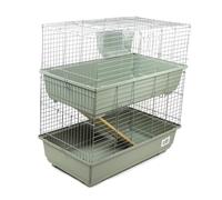 Little Friends Double Tier Rabbit Cage, 100cm, Beige/Silver