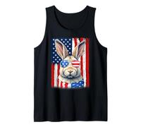 Rabbit Bunny US America Flag Men Women 4th of July Patriotic Tank Top