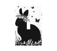 Rabbit Butterfly Single Rocker Light Switch Cover Plate, Bunny Flower Decorative Wall Plate, Easy to Install, Outlet Cover for Home Office Kitchen Apartment