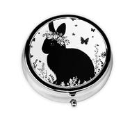 Rabbit Butterfly Small Pill Box 3 Compartment Portable Pill Box for Purse Pocket Bunny Flower Mini Medicine Organiser for Daily Vitamin Fish Oil Storage