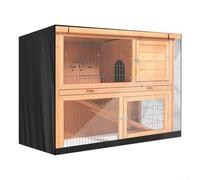 Rabbit Cage Cover, Double Layer Waterproof Dustproof 210D Oxford Cloth Pet Hutch Protector, with Transparent Viewing Window Ventilation Holes (122x50x105cm)(122x50x105cm(black)