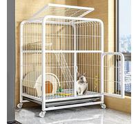 Rabbit Cage for Indoor Rabbit with Top, Two-Tier Guinea Pig Cage on Wheels, No Leakage Tray, Indoor Outdoor Cage (White, Size A)