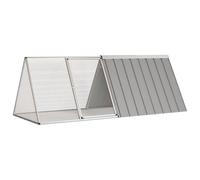 Rabbit Cage Galvanised Steel Grey 201.5x80.5x71 cm Outdoor Hutch Playpen Secure