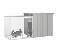 Rabbit Cage Grey 200x91x100 cm Galvanised Steel Hutch | Sturdy steel build, lockable door, ventilated mesh, outdoor use, spacious design, easy assembly
