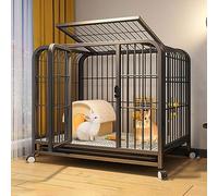 Rabbit Cage - Guinea Pig Cage Small Animal Villa Bunny House with Wire Floor Leakproof Plastic Tray 2 Story Pet Cages on Wheels- Move Freely(Black,78 * 54 * 70cm)