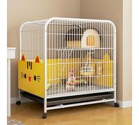 Rabbit Cage, Indoor Large Rabbit Hutch with Square Tube, Anti-Spray Urine Design, Double-Layer for Spacious Living, Easy to Install (60x45x66cm)