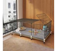 Rabbit Cage Indoor on Wheels, Indoor Outdoor Guinea Pig Cage, 2 Doors, with Tray, Metal Poultry Cage, for Rabbits or Guinea Pigs Small