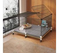 Rabbit Cage Indoor on Wheels, Indoor Outdoor Guinea Pig Cage, 2 Doors, with Tray, Metal Poultry Cage, for Rabbits or Guinea Pigs Small(70 * 45 * 45cm)