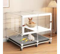 Rabbit Cage Indoor on Wheels with Cleaning Tray, Transparent Design for Small Animals, Easy to Assemble, Ideal for Bunnies - 70x35x66cm