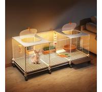 Rabbit Cage Indoor, Rabbit Hutch with Skylight, Small Animals Guinea Pig Cage, Transparent Viewing, Encrypted Foot Pads, Tray Design(109x35x45cm)