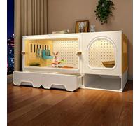 Rabbit Cage Indoor with Transparent Door, Bunny Cage with Transparent Door with Pull Out Tray, Guinea Pig Cages, for Small Animals(Yellow,105x45x52CM)