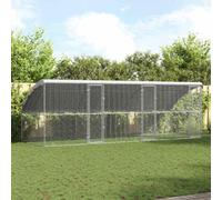 Rabbit Cage Outdoor Enclosure, Chicken Cage, Silver, 600 x 200 x 198.5 cm, Galvanised Steel, Pet House for Rabbits, Guinea Pigs, Rodents