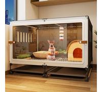 Rabbit Cage Playpen for Small Animals - Indoor Home for Rabbits and Guinea Pigs, Single-Story Design for Safe and Comfortable Living Space